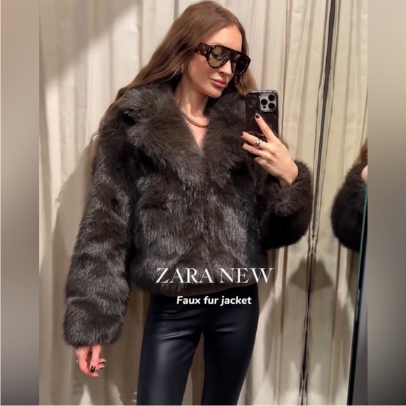 ZARA SHORT FAUX FUR COAT - Picture 10 of 16